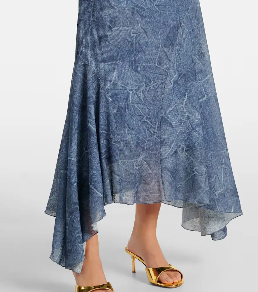Ganni Printed ruched mesh maxi dress | Thumbnail 6