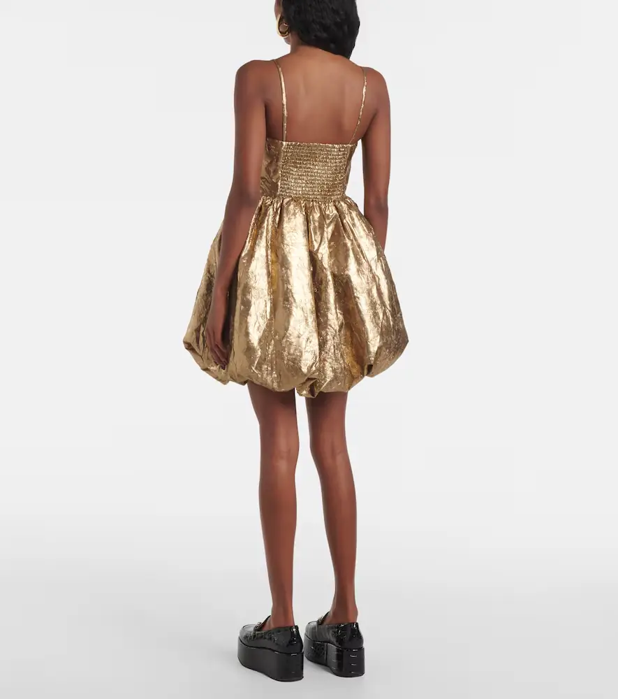 Ganni Bow-detail metallic balloon minidress | Thumbnail 4 Ganni Bow-detail metallic balloon minidress | Thumbnail 4