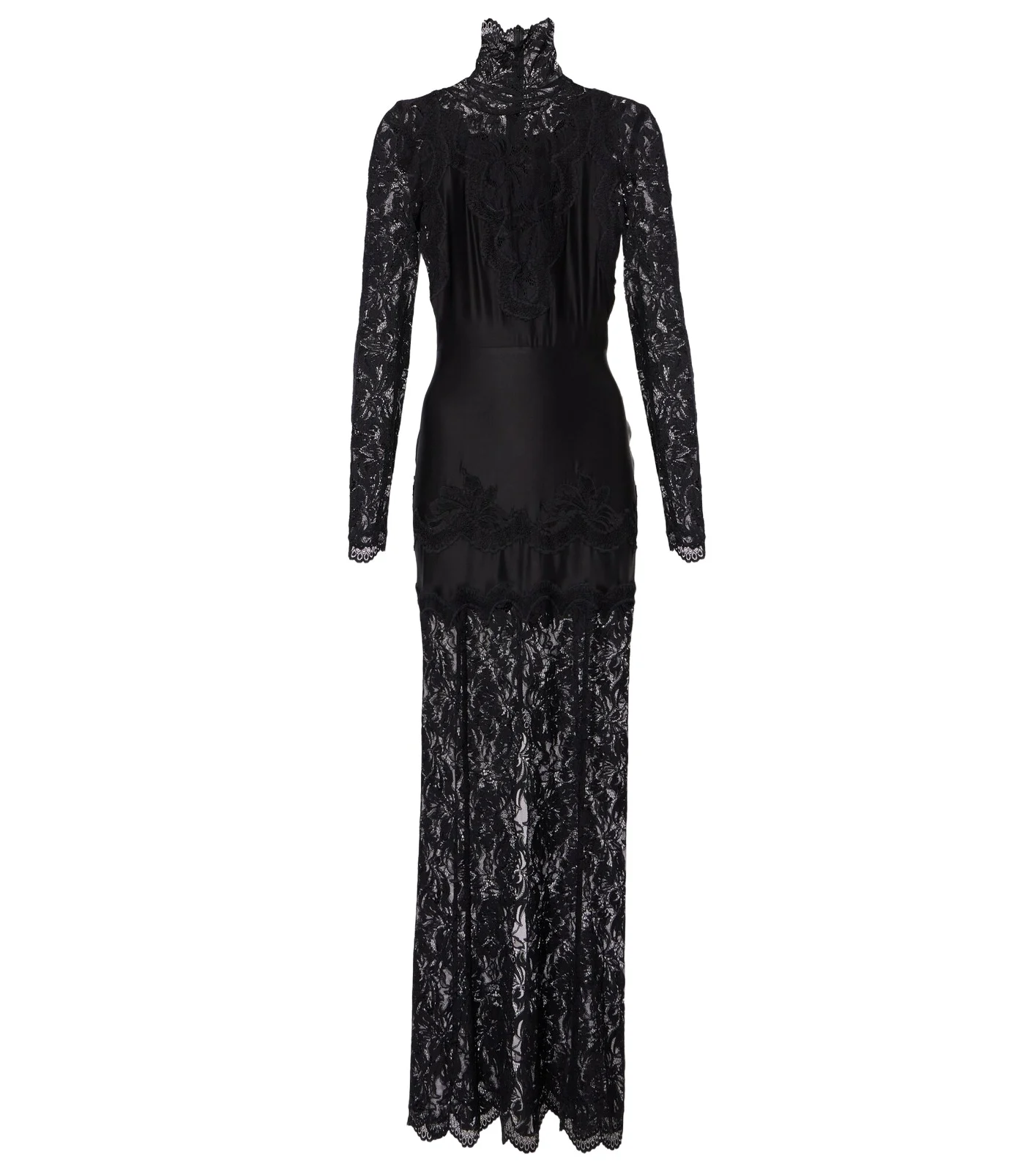 Lace-trimmed maxi dress