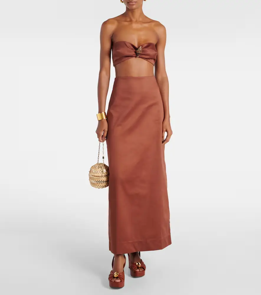 ADRIANA DEGREAS Solid cotton maxi skirt | Thumbnail 3