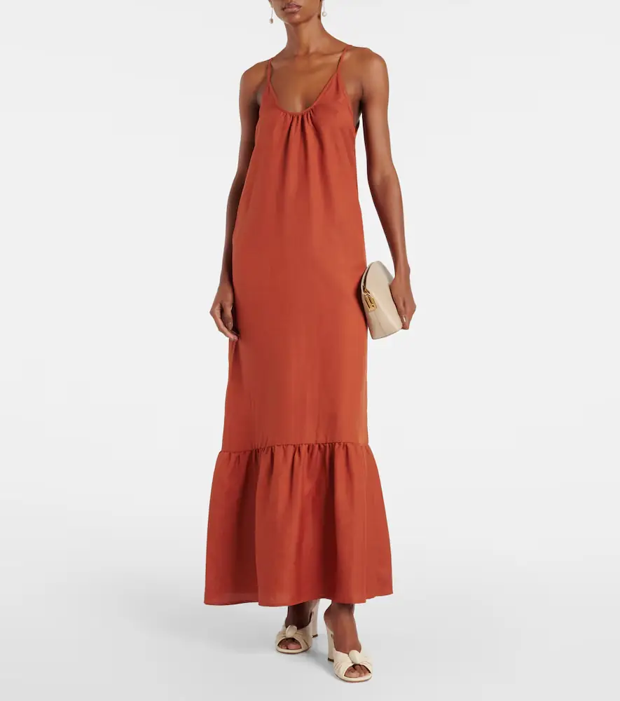 ADRIANA DEGREAS Linen-blend maxi dress | Thumbnail 6