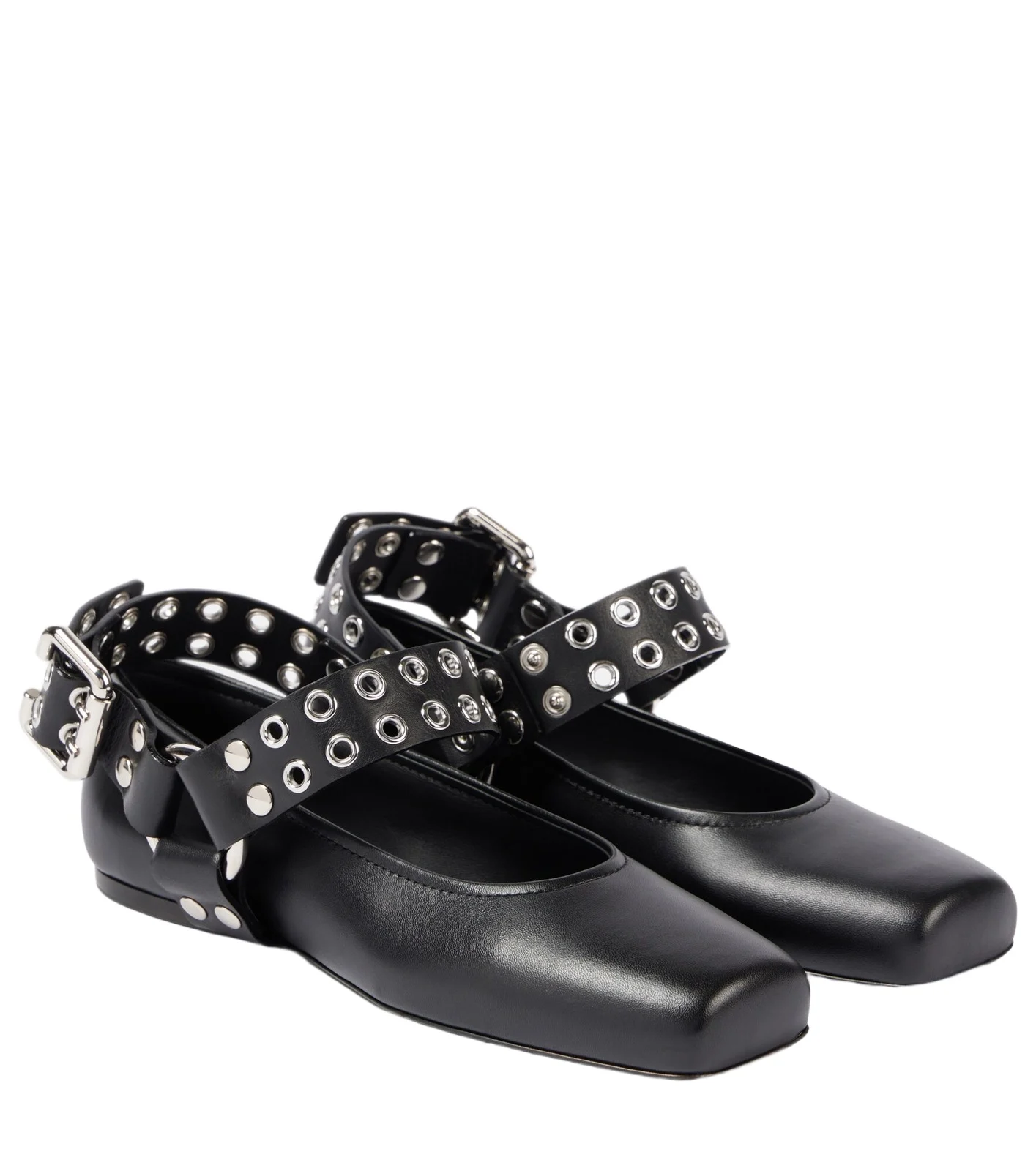 Studded leather Mary Jane flats Studded leather Mary Jane flats