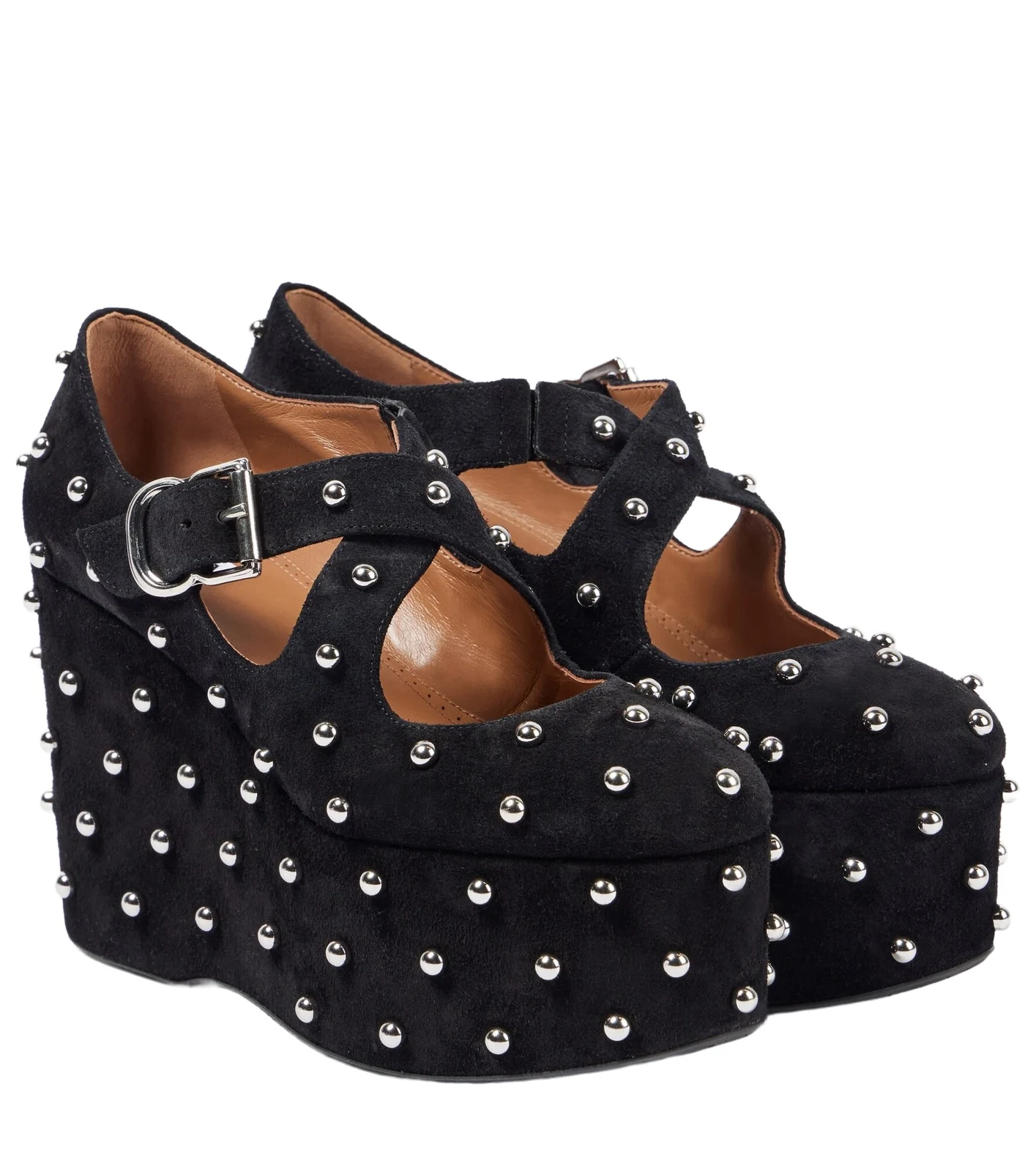 Crisscrossed studded suede ballet flats Crisscrossed studded suede ballet flats