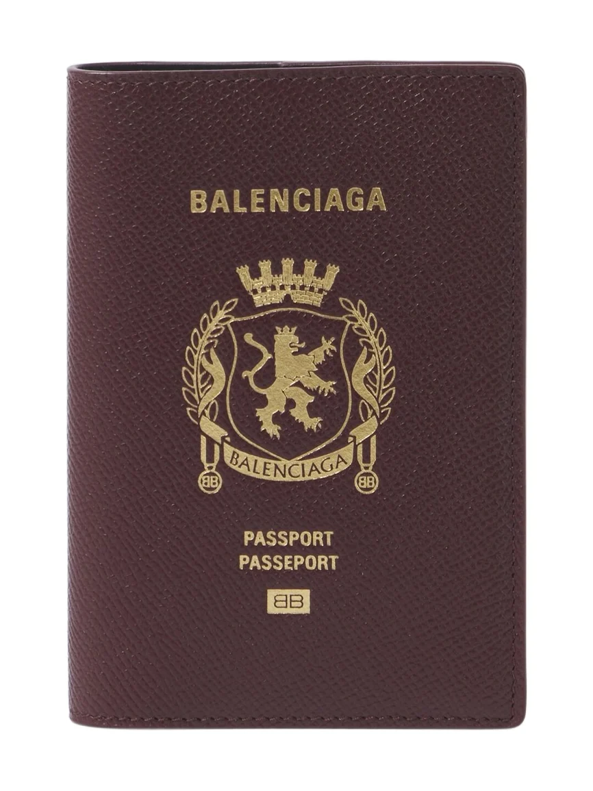 Balenciaga Logo leather passport holder