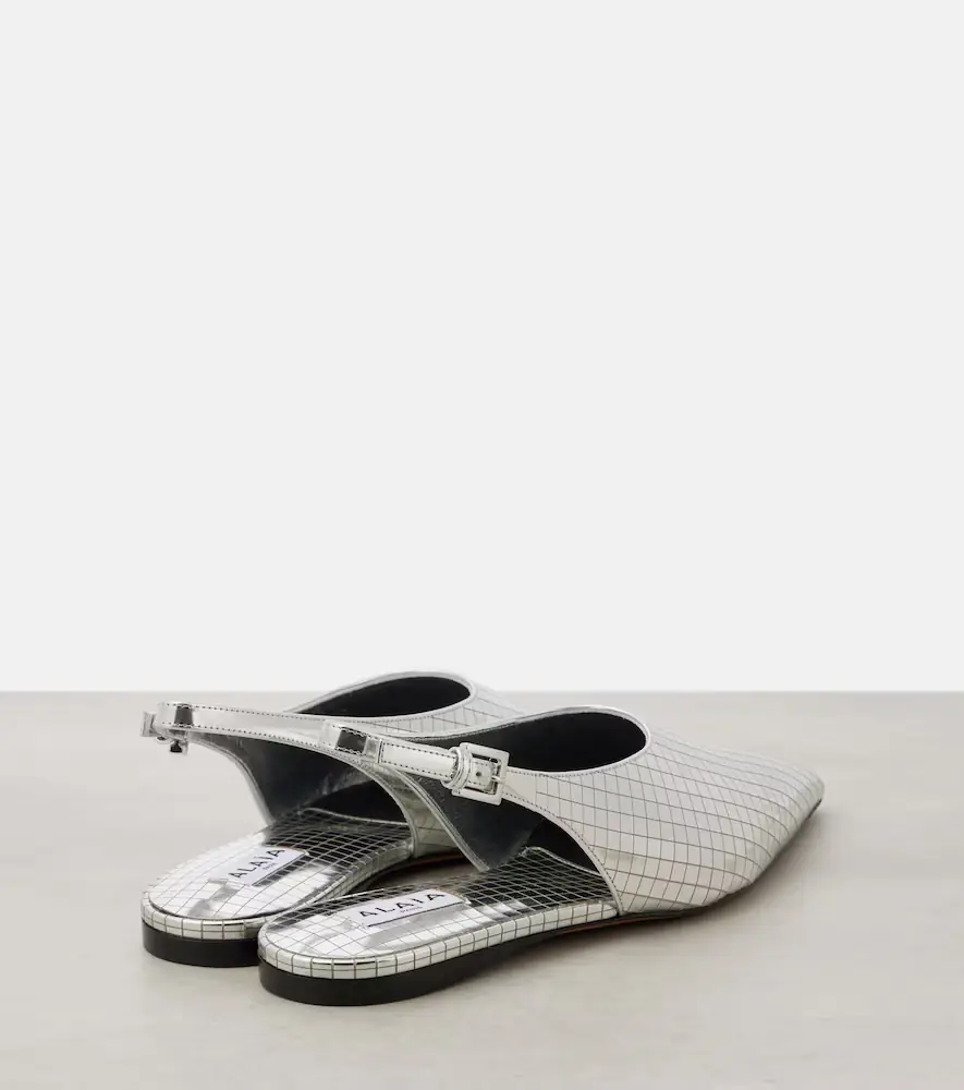 Alaïa Alaïa Art Deco mirrored leather slingback flats | Thumbnail 3 Alaïa Alaïa Art Deco mirrored leather slingback flats | Thumbnail 3