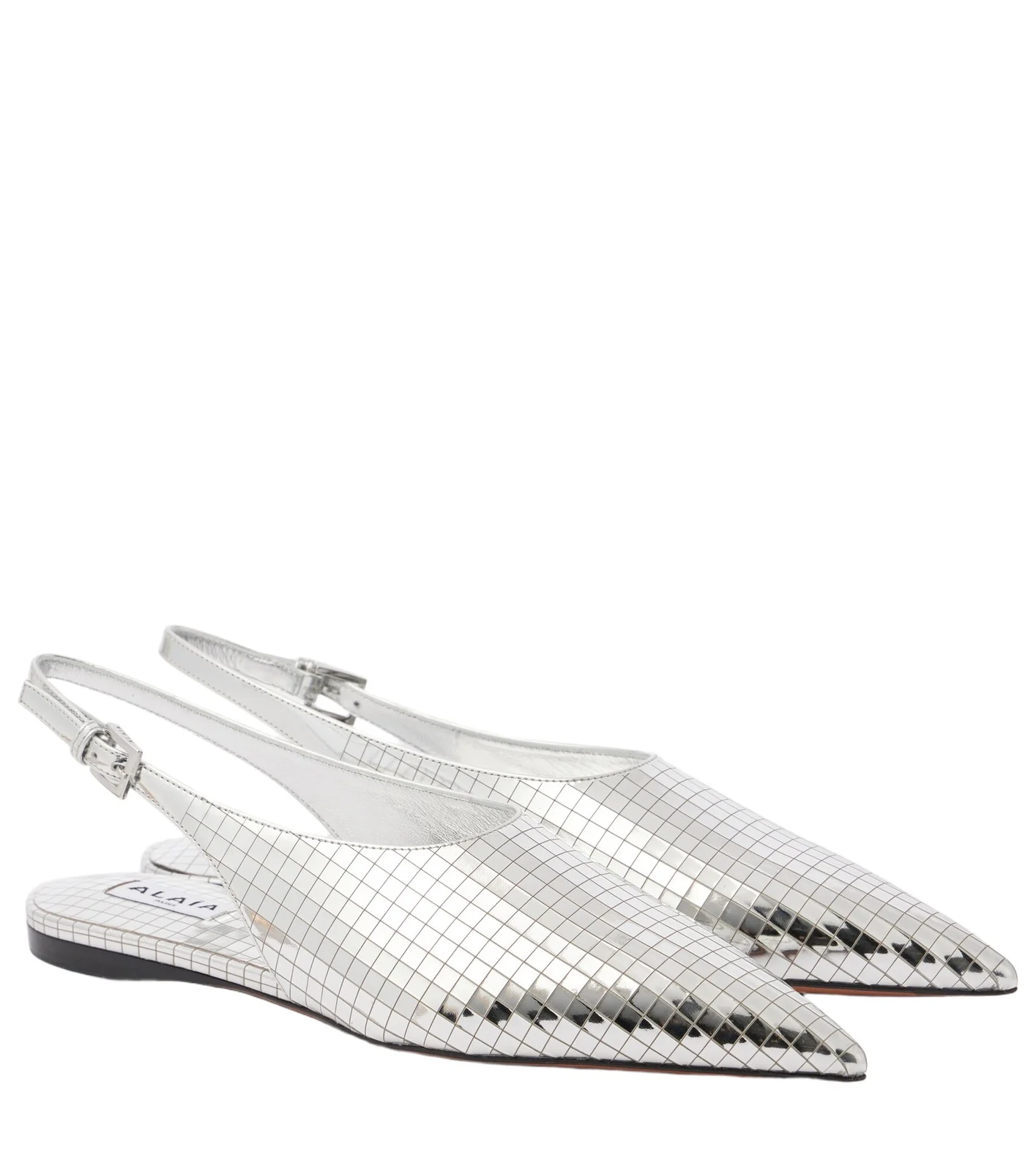 Art Deco mirrored leather slingback flats Art Deco mirrored leather slingback flats