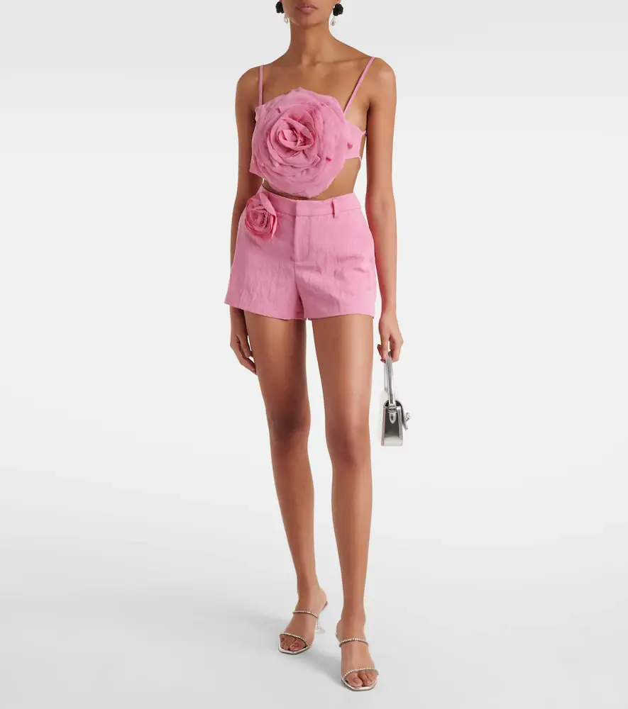 BLUMARINE Floral-appliqué gabardine shorts | Thumbnail 2