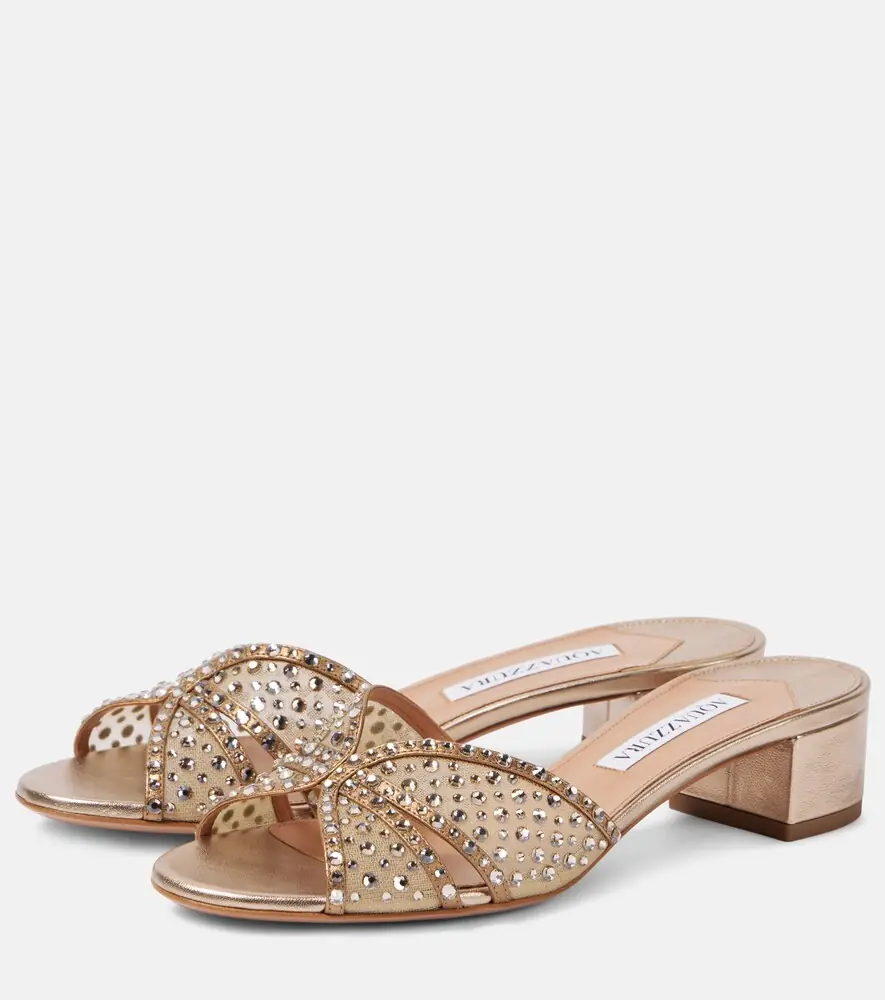 Aquazzura Crystal Love 35 embellished tulle mules | Thumbnail 2