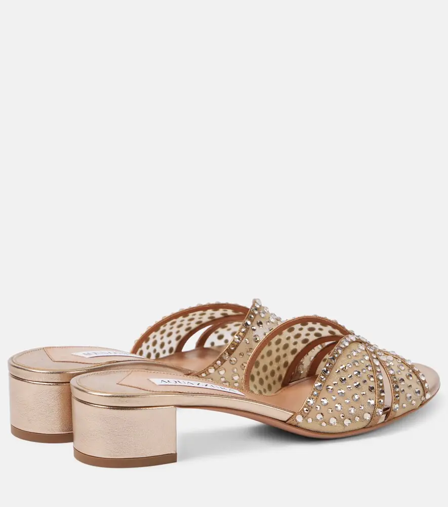 Aquazzura Crystal Love 35 embellished tulle mules | Thumbnail 4