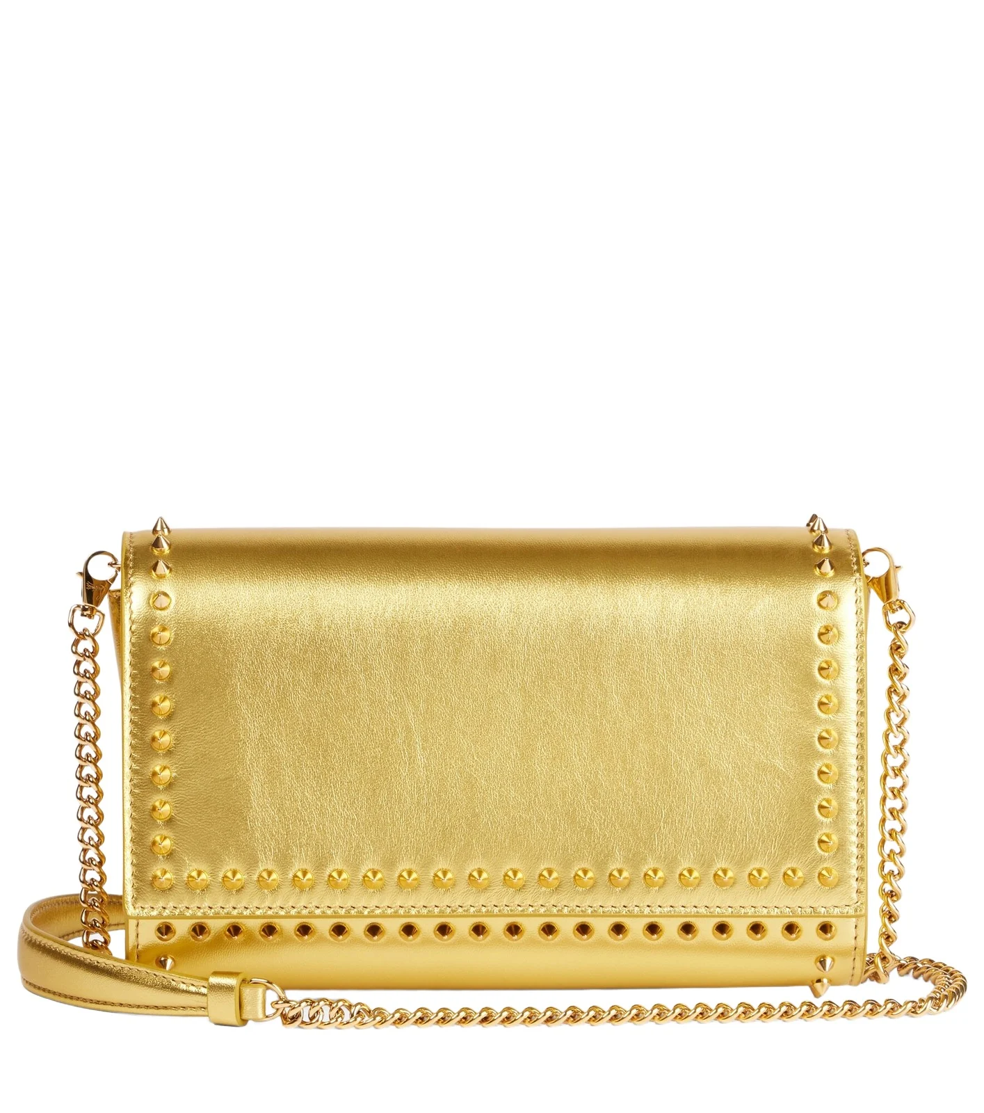 Paloma spiked metallic leather clutch