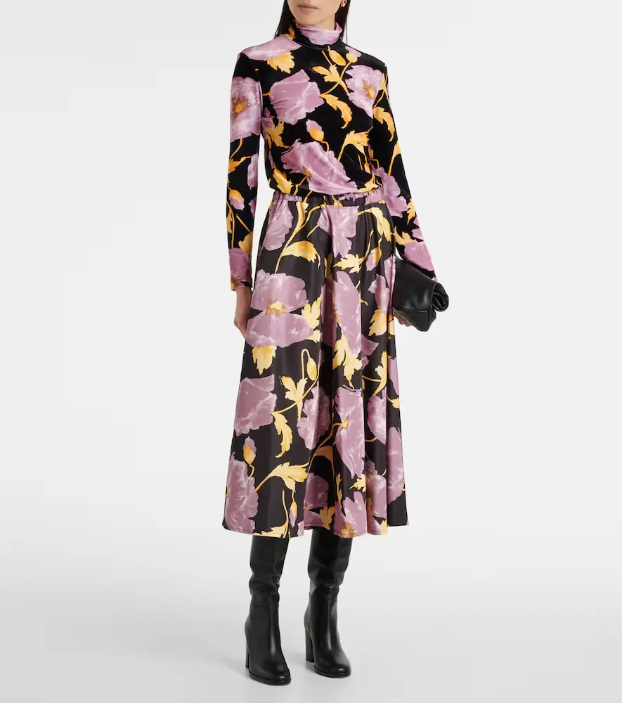 La DoubleJ Floral faille midi skirt | Thumbnail 4