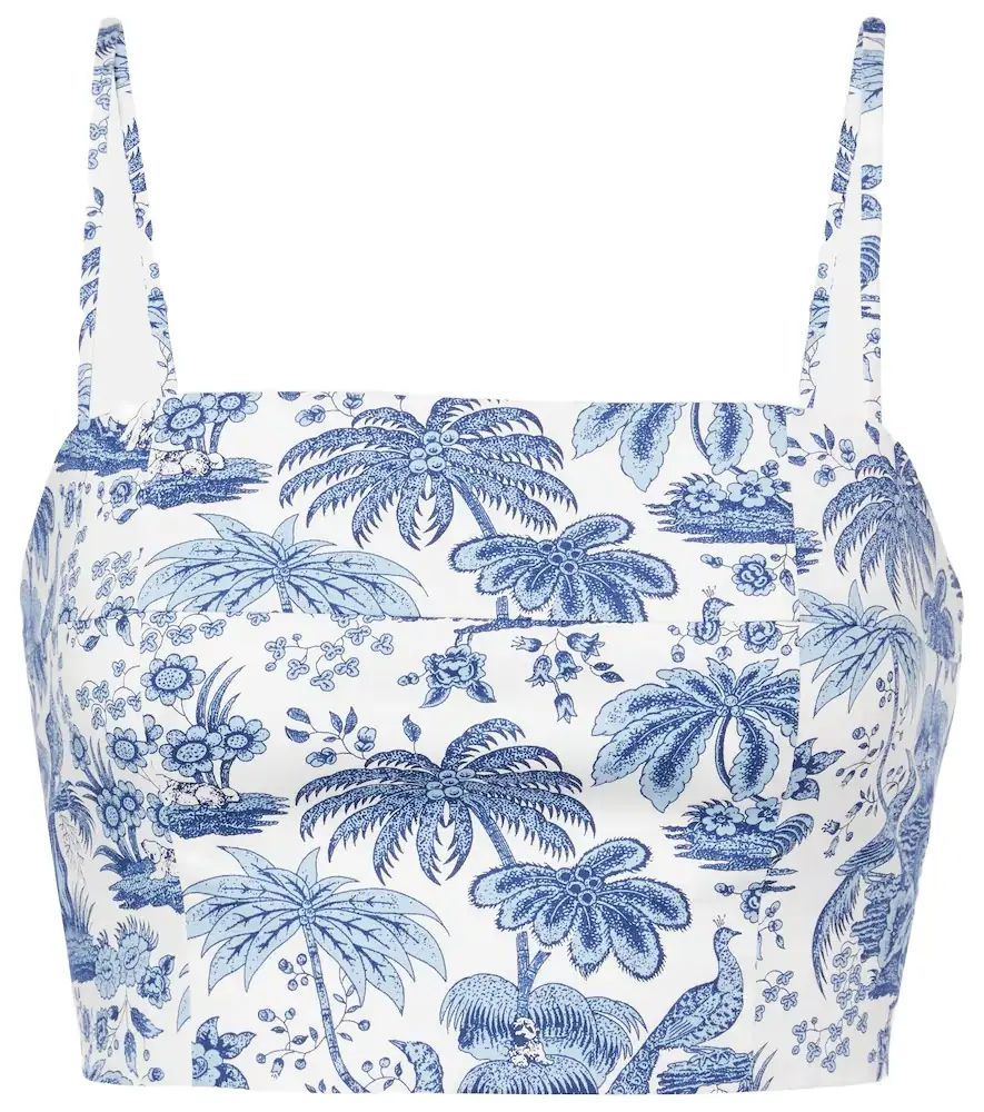 Staud Federico printed cotton crop top