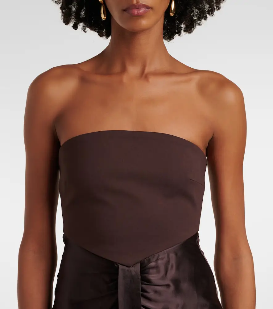 Staud Wayfaring gathered strapless midi dress | Thumbnail 6