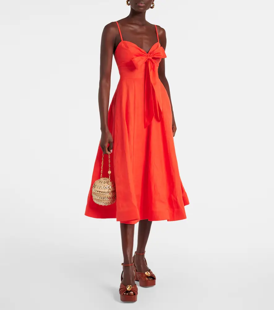 Zimmermann Crush bow-detail linen midi dress | Thumbnail 4