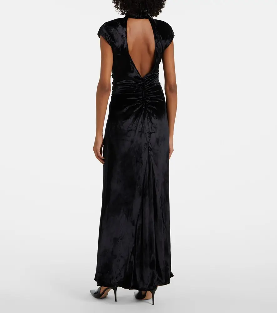 Staud Tina ruched velvet gown | Thumbnail 4