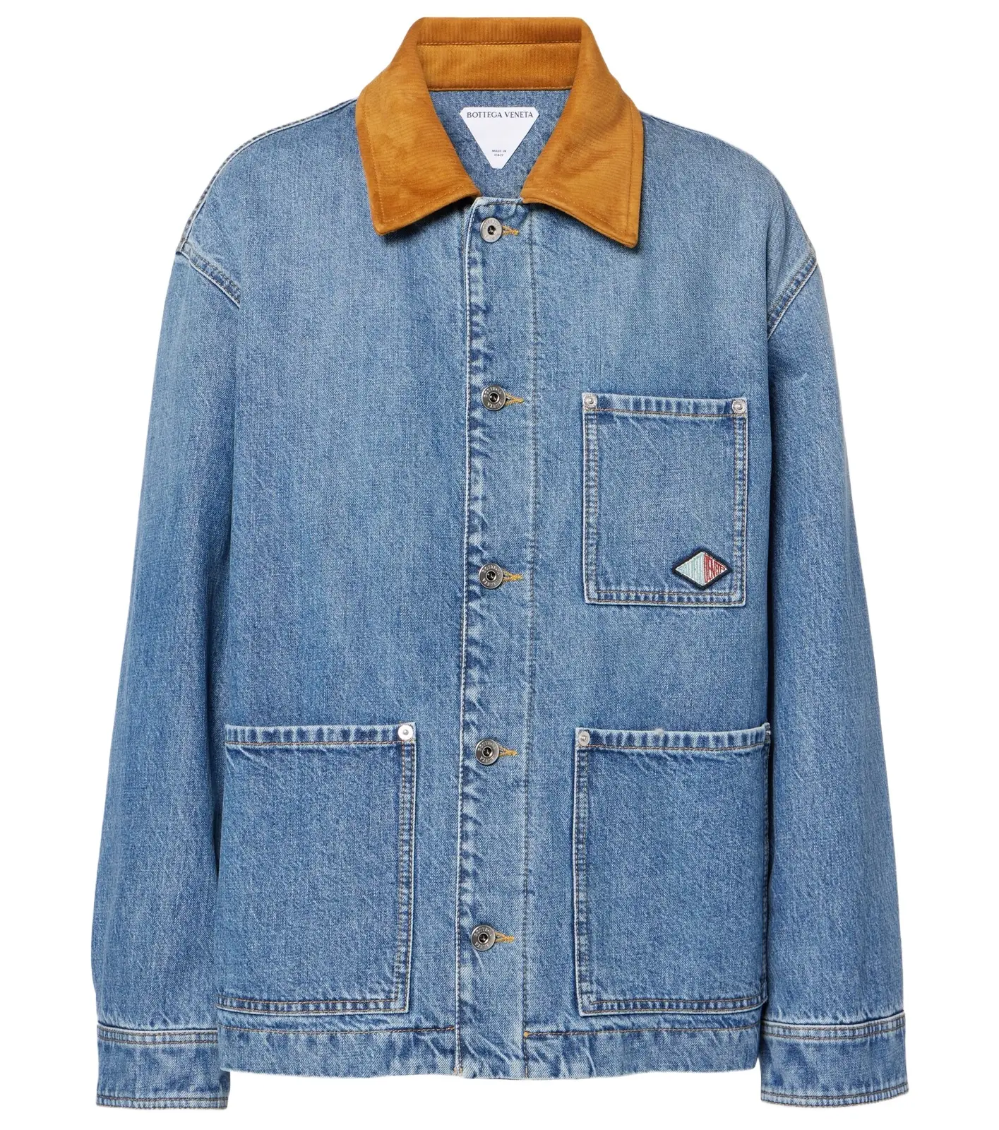 Padded suede-trimmed denim jacket Padded suede-trimmed denim jacket