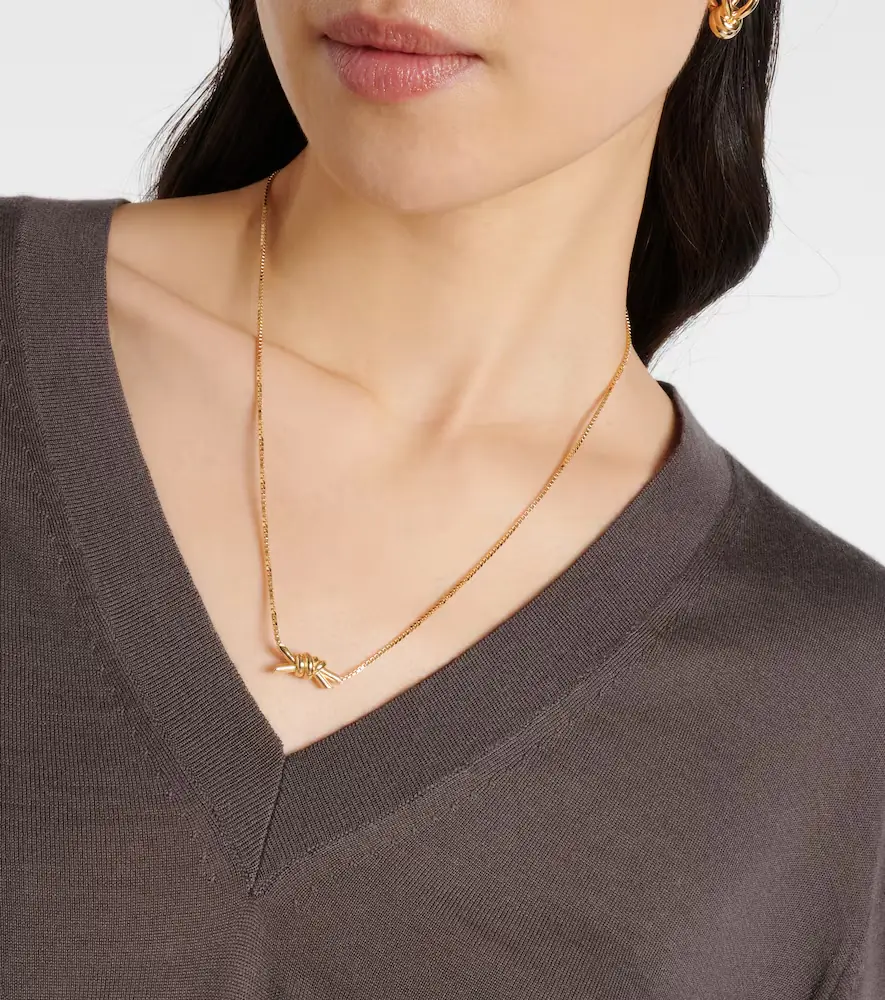 Bottega Veneta Knot 18kt gold-plated sterling silver necklace | Thumbnail 2