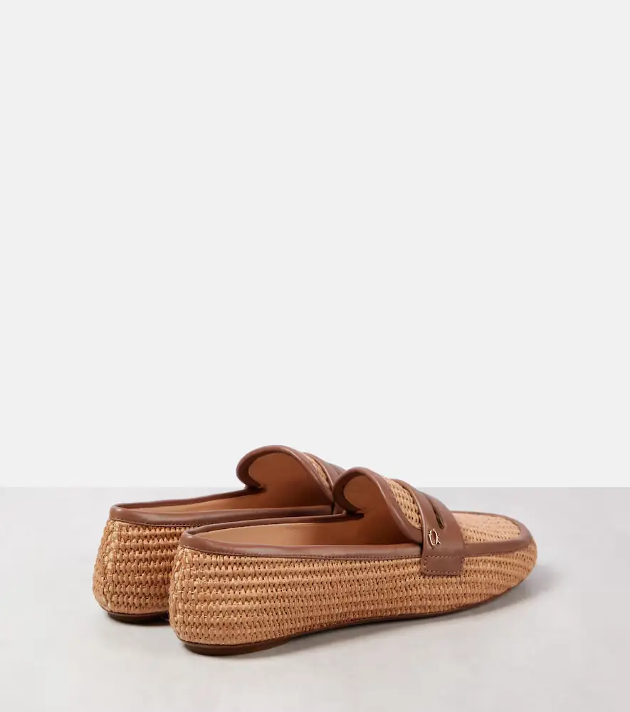 Gianvito Rossi Leather-trimmed raffia loafers | Thumbnail 3