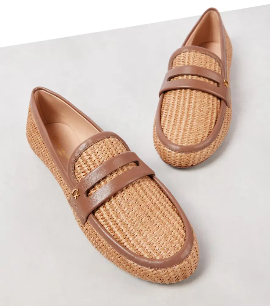 Gianvito Rossi Leather-trimmed raffia loafers | Thumbnail 5