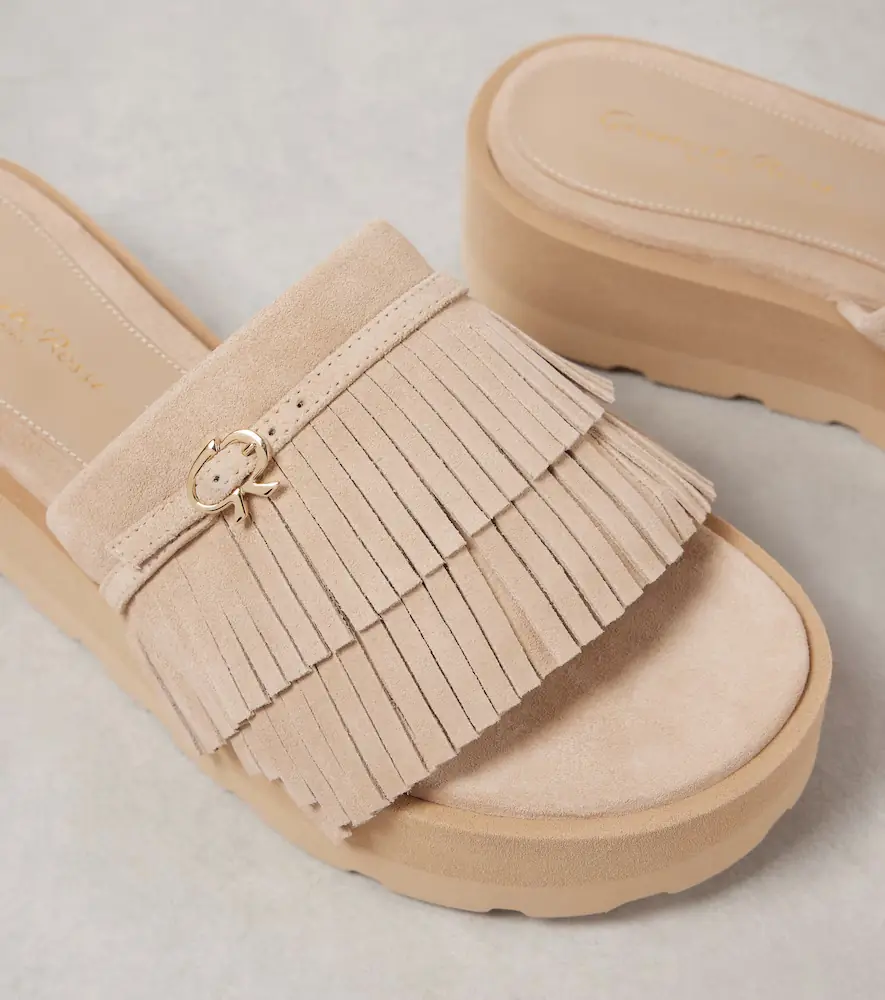 Gianvito Rossi Fringed suede platform slides | Thumbnail 2
