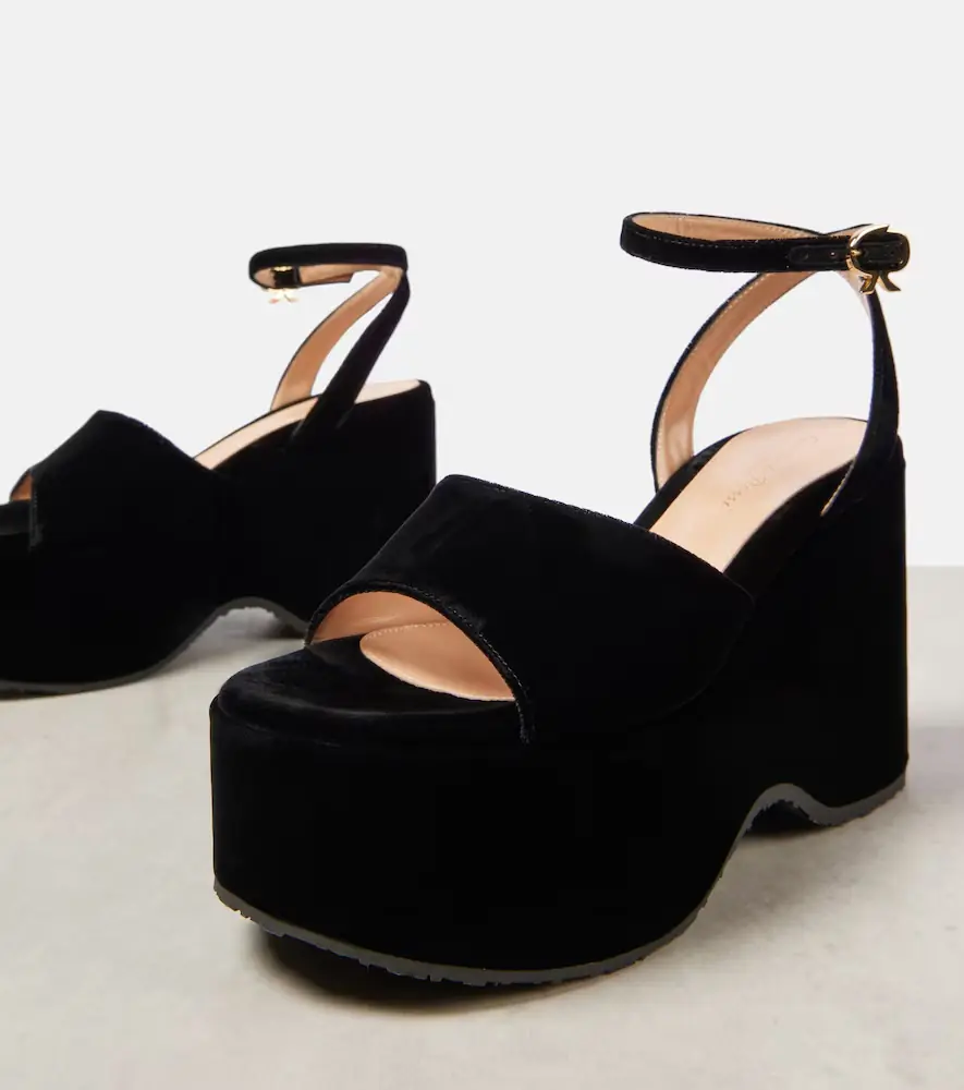 Gianvito Rossi Velvet wedge sandals | Thumbnail 3