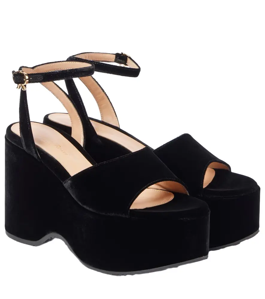 Gianvito Rossi Velvet wedge sandals | Image 1 Gianvito Rossi Velvet wedge sandals | Image 1
