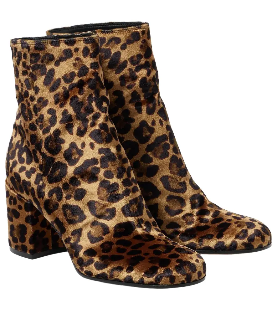 Gianvito Rossi Joelle 70 leopard-print velvet ankle boots | Image 1 Gianvito Rossi Joelle 70 leopard-print velvet ankle boots | Image 1