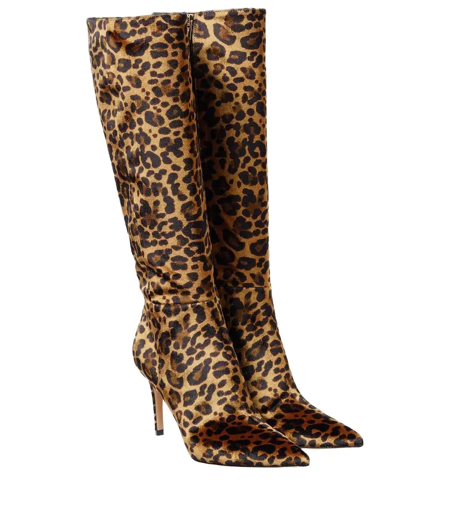 Gianvito Rossi 85 leopard-print velvet knee-high boots | Image 1 Gianvito Rossi 85 leopard-print velvet knee-high boots | Image 1
