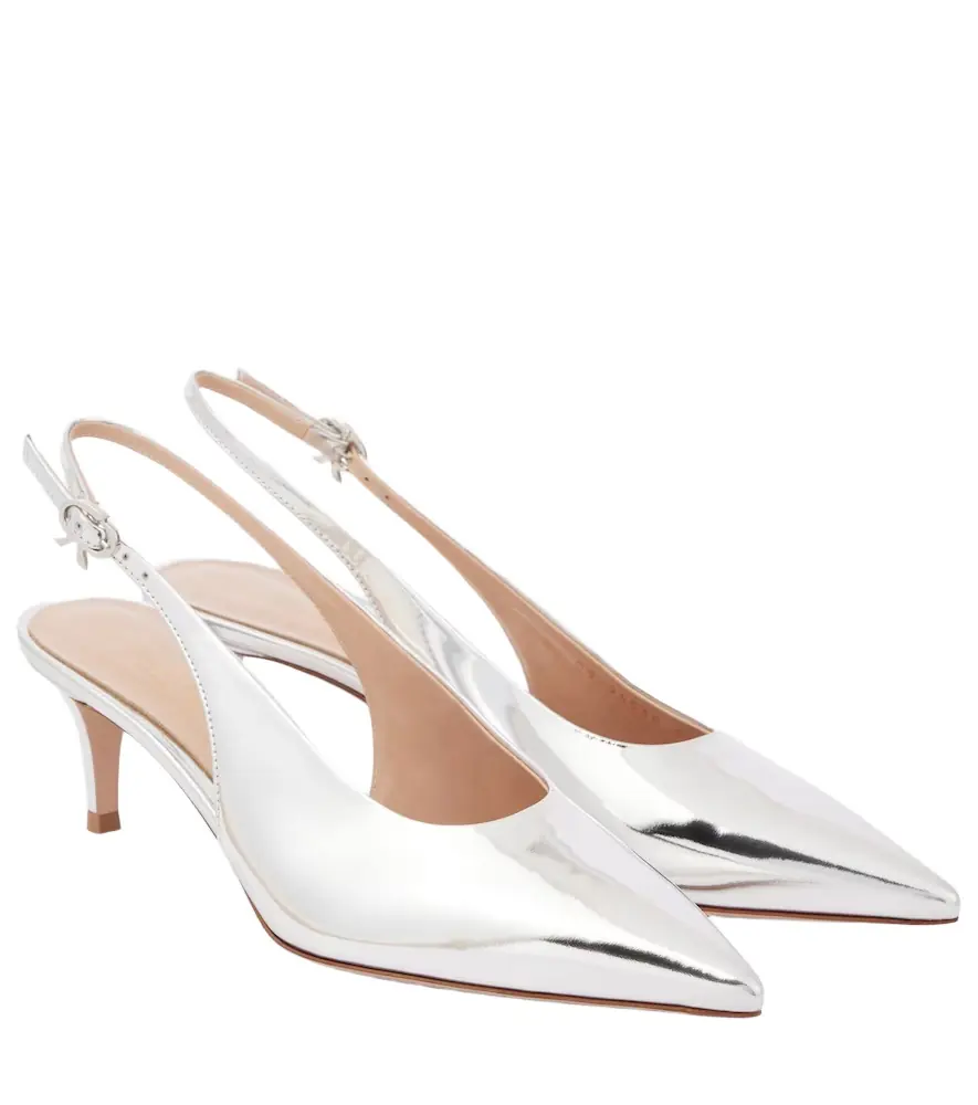 Gianvito Rossi 55 metallic leather slingback pumps