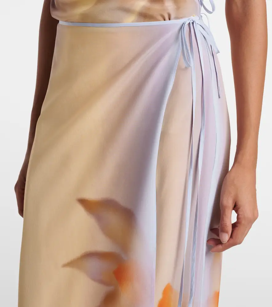 SIR. Floral silk crêpe wrap skirt | Thumbnail 4