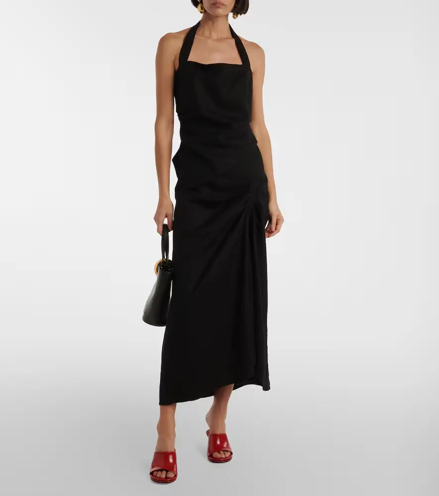 SIR. Dorian ruched linen-blend midi skirt | Thumbnail 2