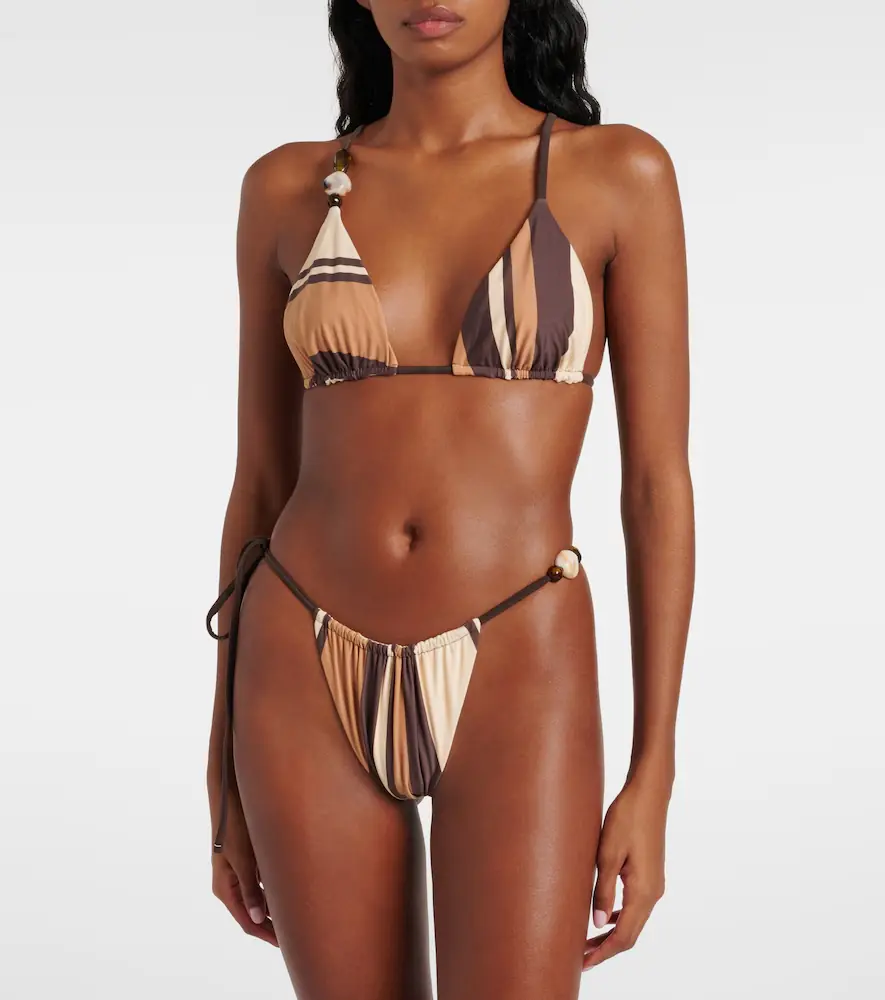 SIR. Mahogany striped bikini bottoms | Thumbnail 2