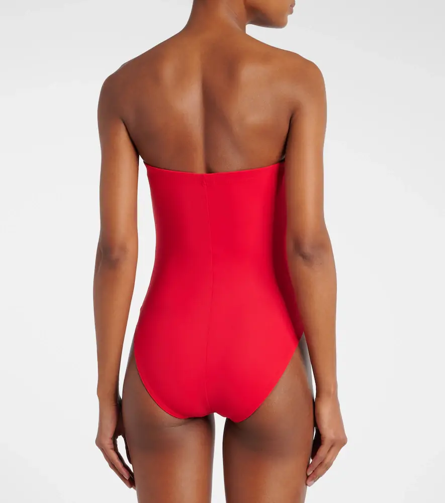 Karla Colletto Tess floral-appliqué bandeau swimsuit | Thumbnail 5