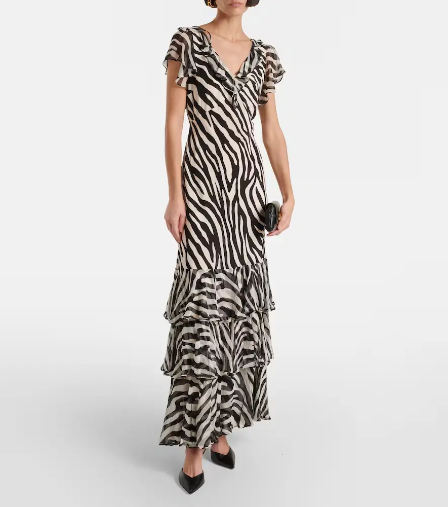 Rixo Amelle zebra-print ruffled silk maxi dress | Thumbnail 2 Rixo Amelle zebra-print ruffled silk maxi dress | Thumbnail 2