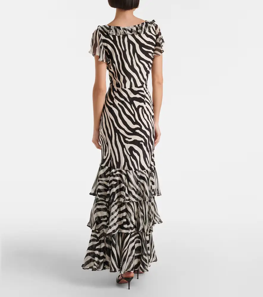 Rixo Amelle zebra-print ruffled silk maxi dress | Thumbnail 3 Rixo Amelle zebra-print ruffled silk maxi dress | Thumbnail 3