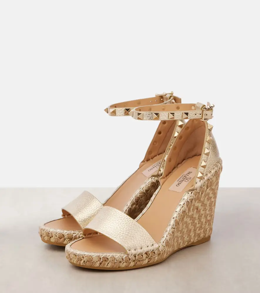 Valentino Garavani Rockstud Double 105 leather espadrille wedges | Thumbnail 4
