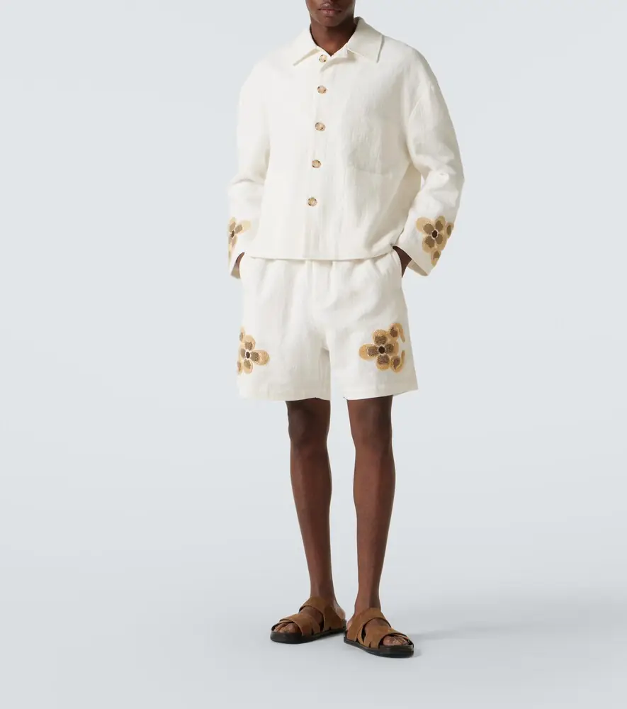 Commas Embroidered linen and cotton shorts | Thumbnail 4