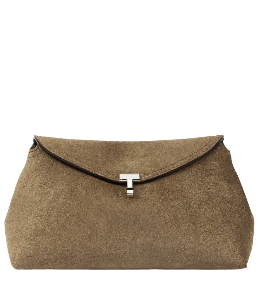 Toteme T-Lock suede clutch | Image 1 Toteme T-Lock suede clutch | Image 1
