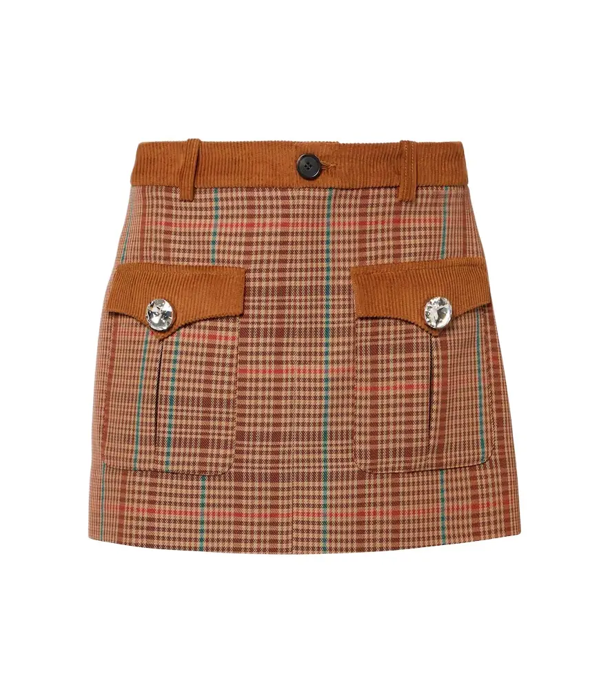 Area Checked wool-blend miniskirt | Image 1 Area Checked wool-blend miniskirt | Image 1