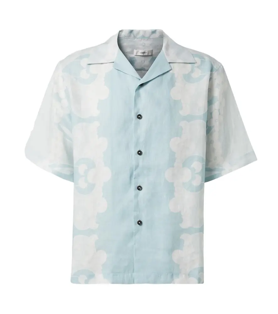 Commas Paradise Floral linen bowling shirt