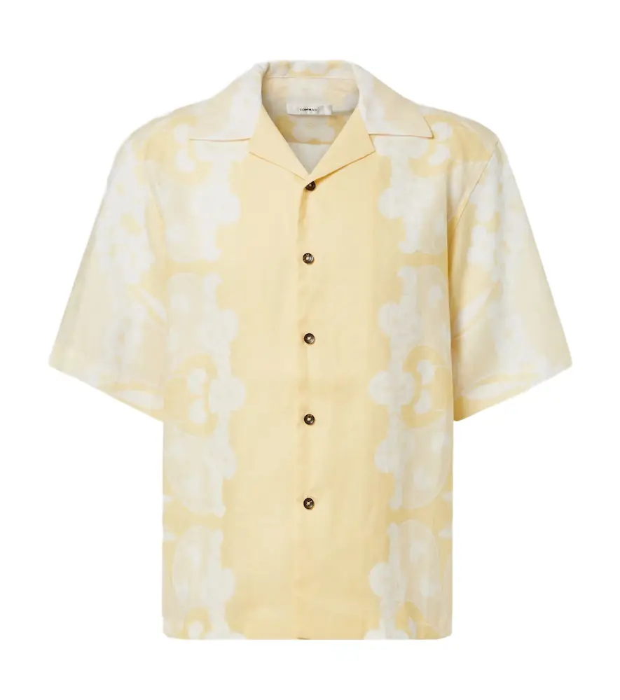 Commas Floral linen bowling shirt