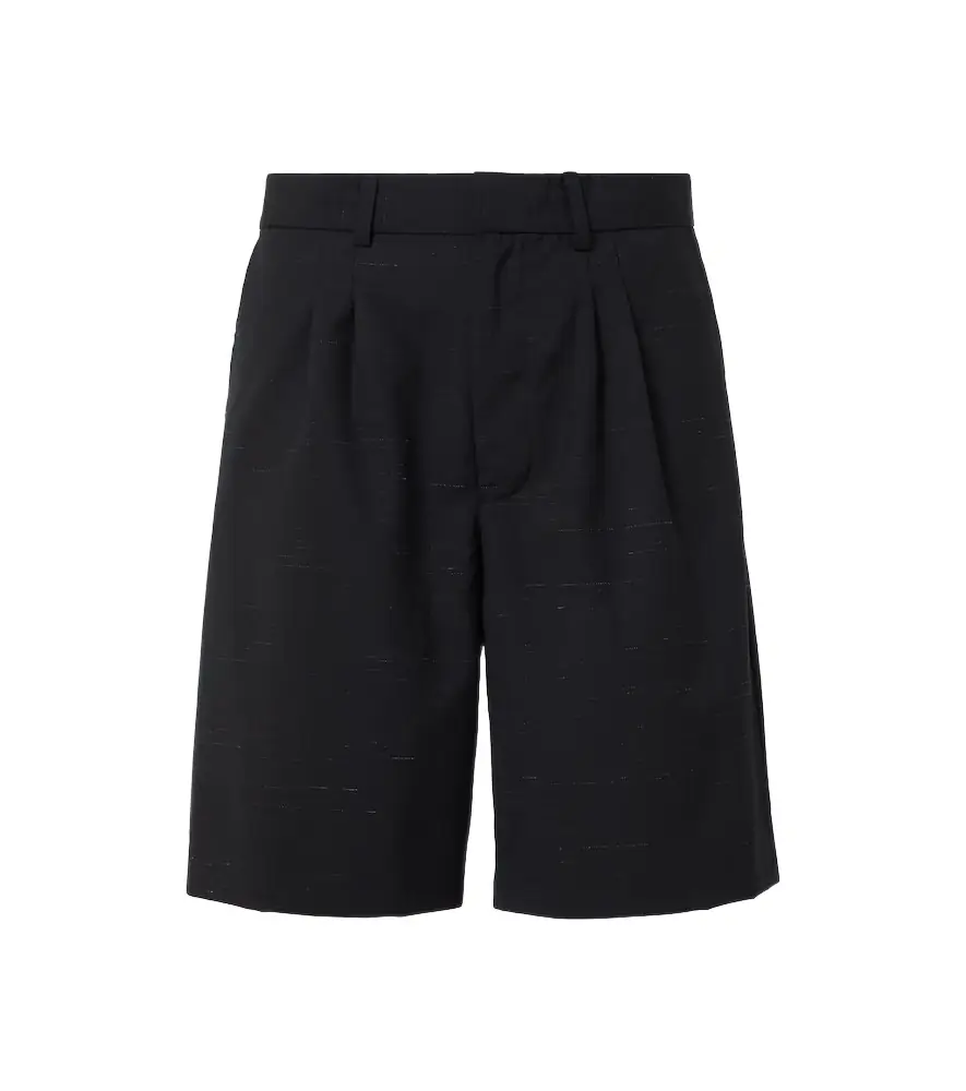 Commas Heathered cotton and wool shorts
