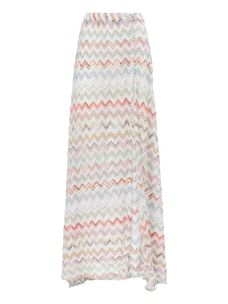Zigzag metallic maxi skirt