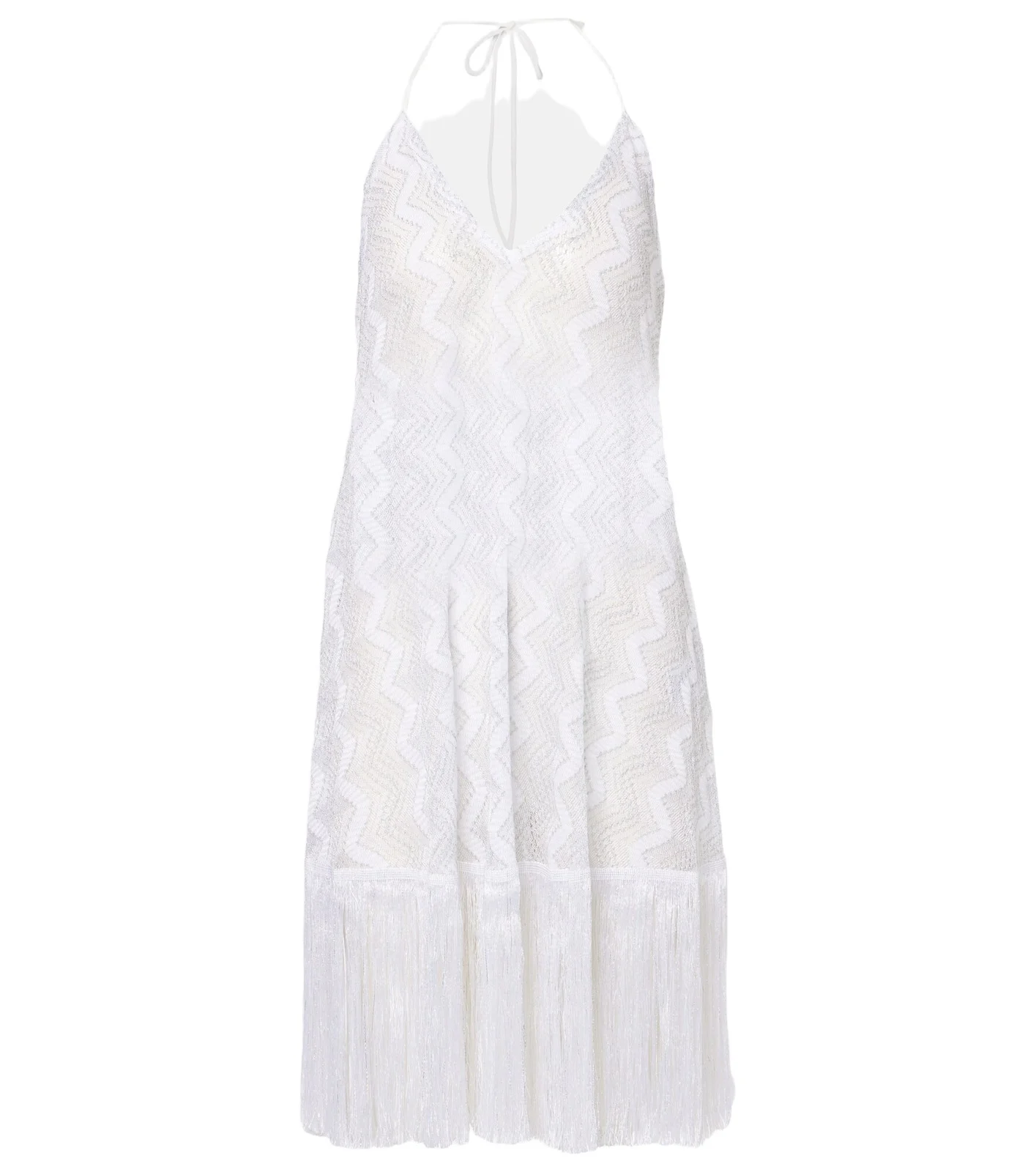 Zigzag fringed lamé beach dress
