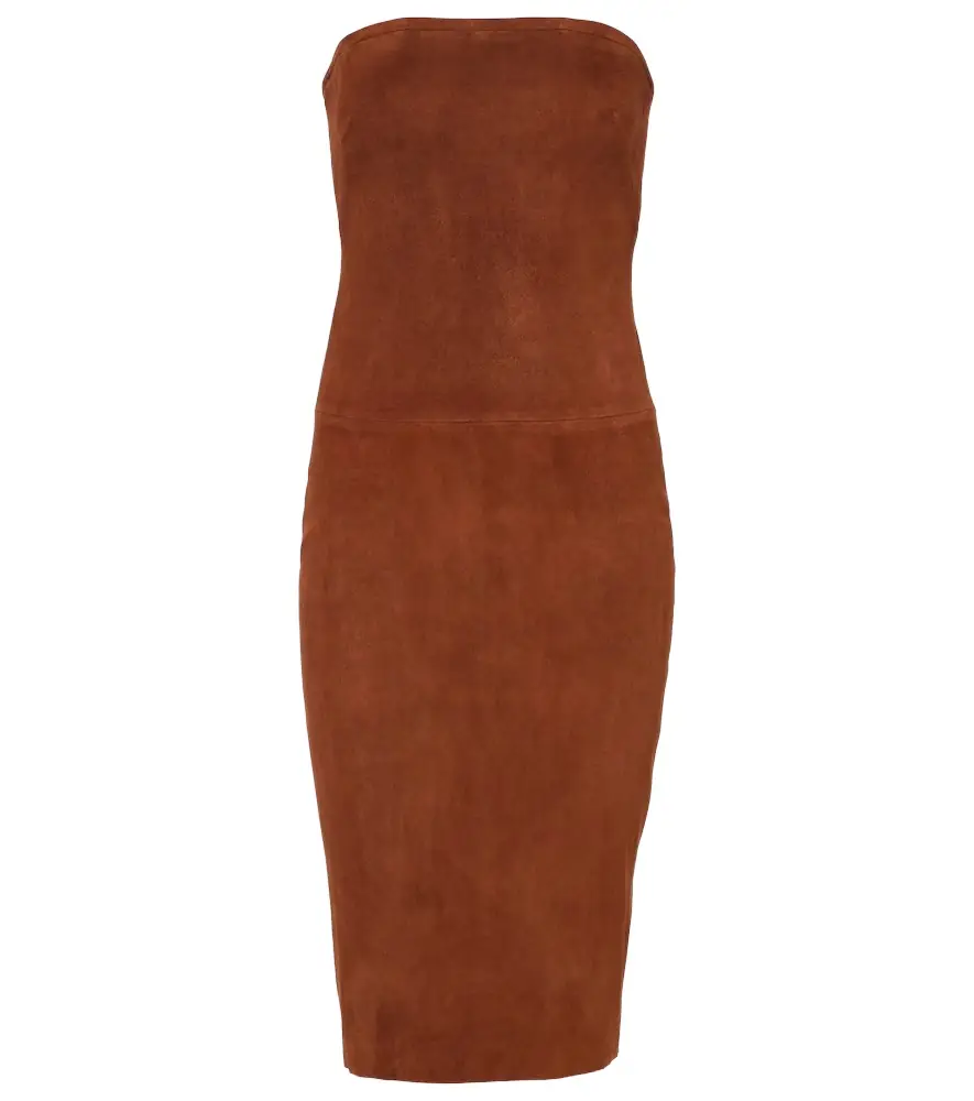 STOULS Monica strapless suede midi dress | Image 1 STOULS Monica strapless suede midi dress | Image 1