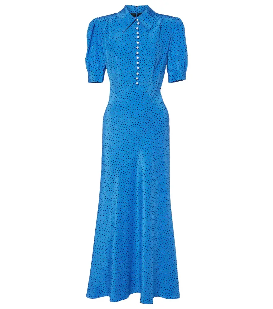 Alessandra Rich Polka-dot silk maxi dress