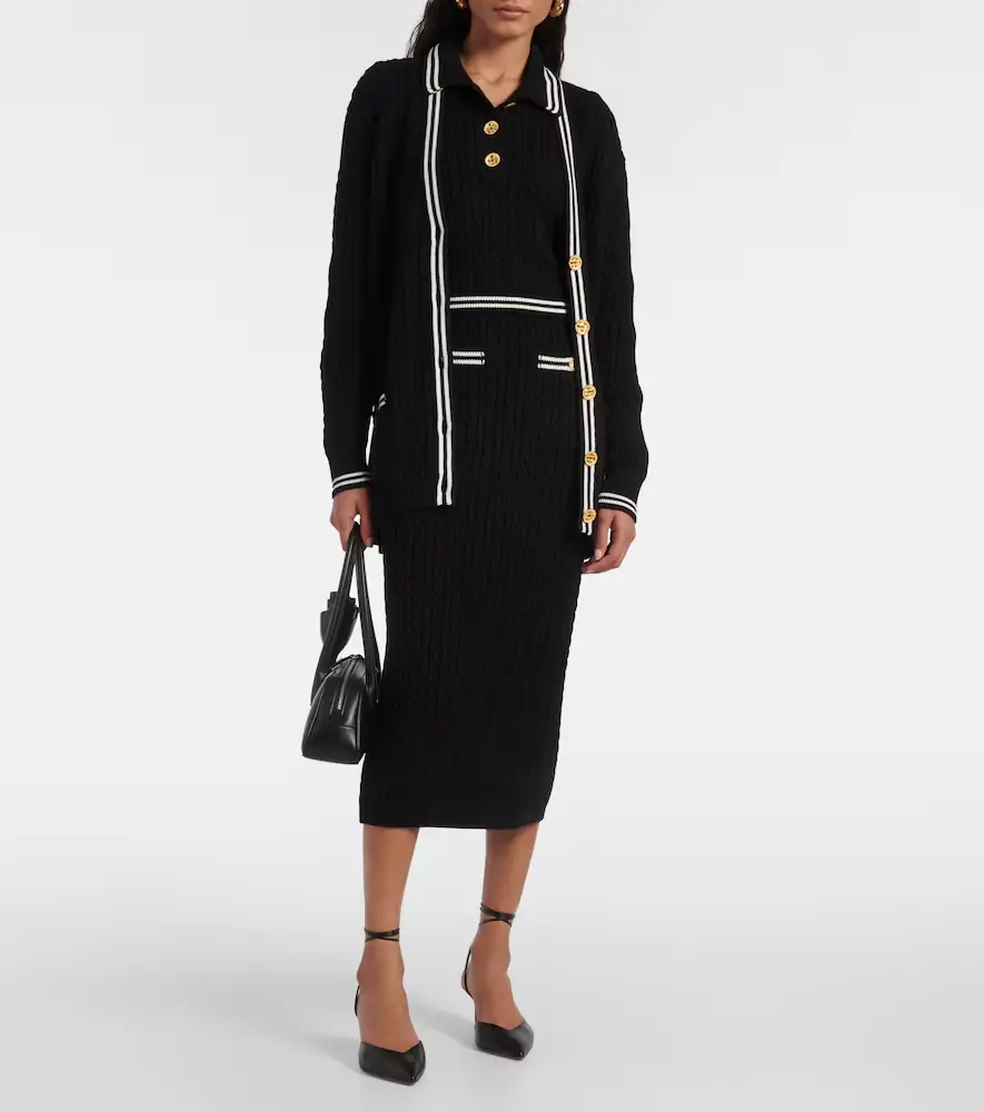 Alessandra Rich Cable-knit cotton midi skirt | Thumbnail 4 Alessandra Rich Cable-knit cotton midi skirt | Thumbnail 4