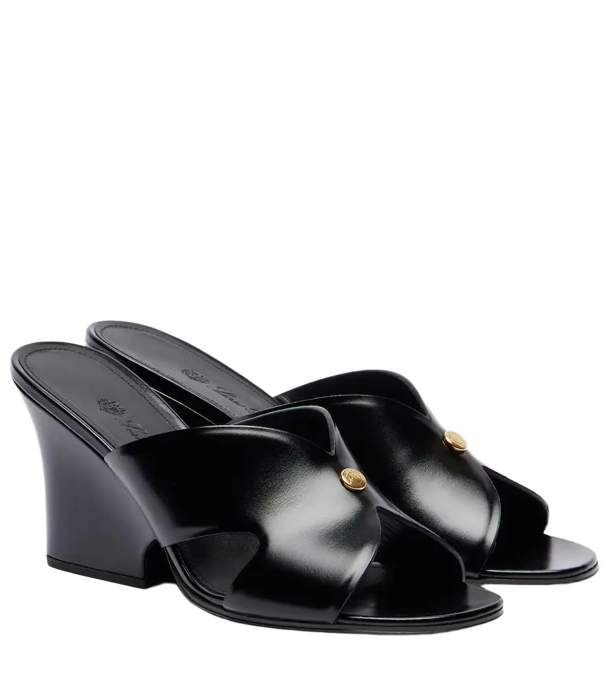 Loro Piana Vera 80 leather wedge mules