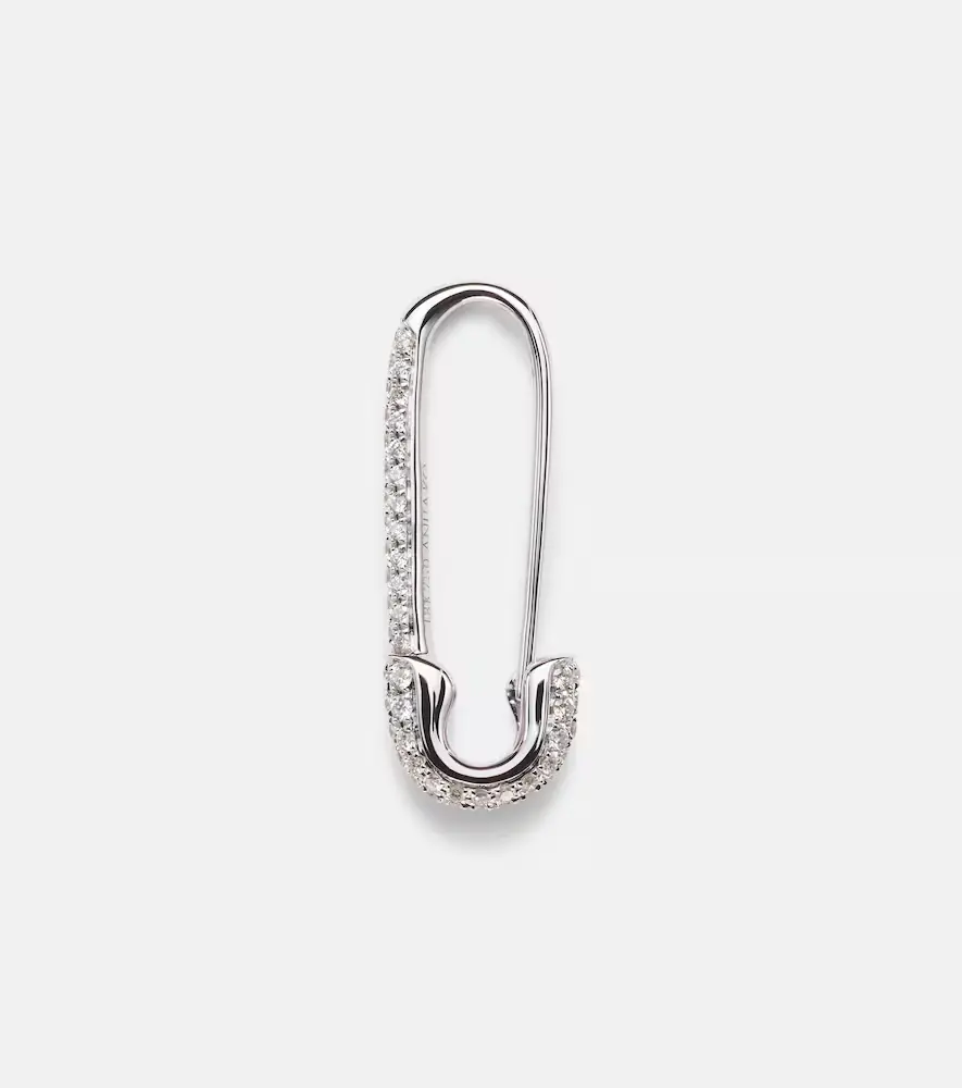 Anita Ko 18kt white gold safety pin single earring with diamonds | Thumbnail 2 Anita Ko 18kt white gold safety pin single earring with diamonds | Thumbnail 2