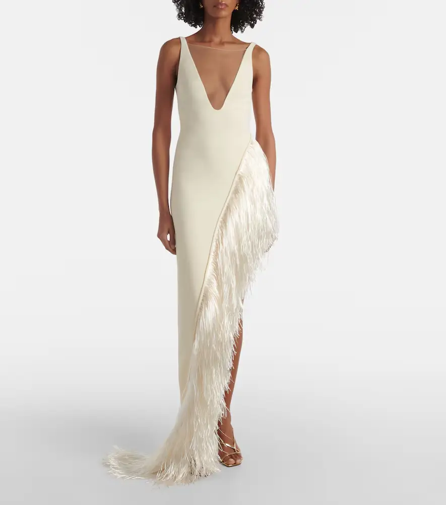 David Koma Fringed asymmetric cady gown | Thumbnail 5 David Koma Fringed asymmetric cady gown | Thumbnail 5